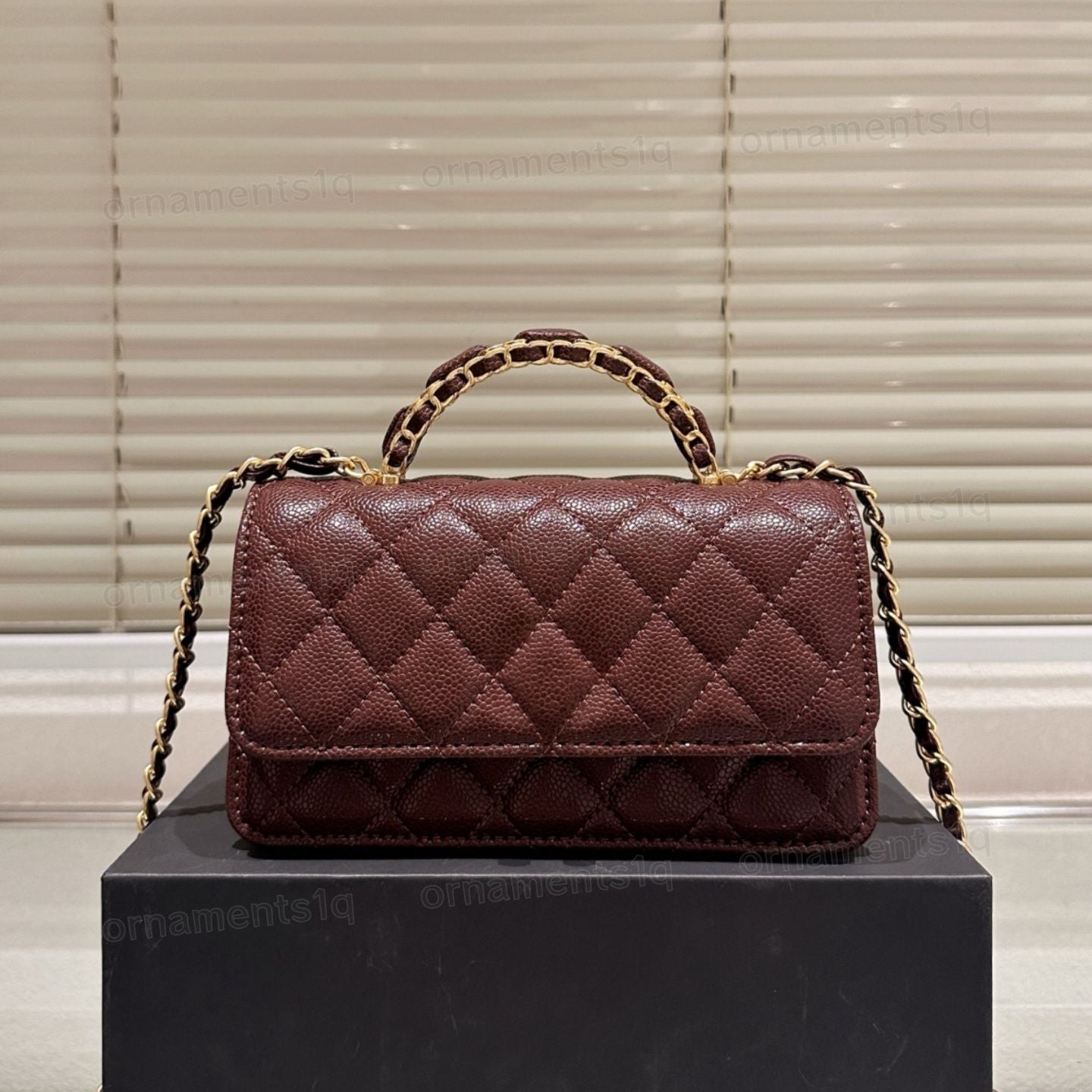 Top Designer Crossbody Bag Ladies Small Handle Tote Bag with Chain Strap Mini Burgundy High Quality Leather Shoulder Bag Diamond Lattice Caviar Flap Bag