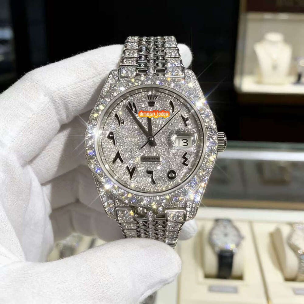 Hip Hop Luxury VVS Moissanite Watch Automatic Mechanical Movement Full Iced Out Honeycomb Pattern Stainless Steel Waterproof Case Stylish Wristwatch