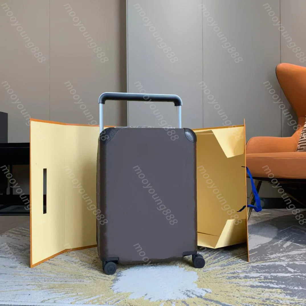 12A Premium Designer Horizon 55 Rolling Suitcase - Luxury 4-Wheel Trolley for Men and Women - Large Black Travel Trunk Bags