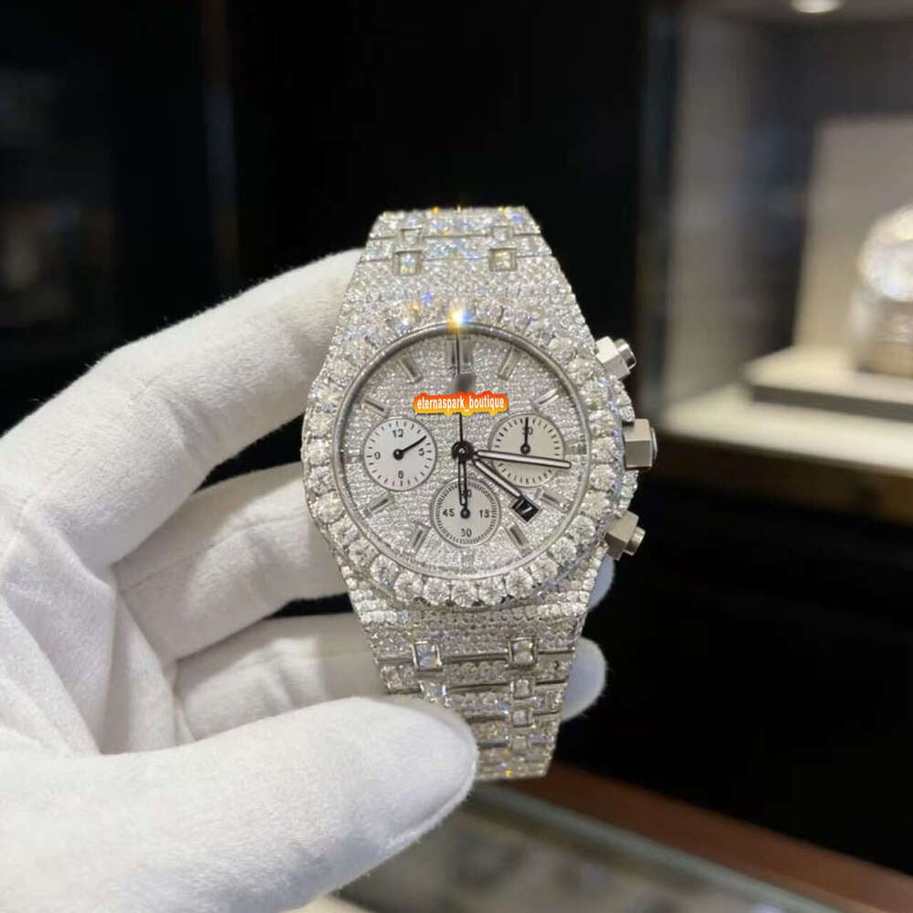 Hip Hop Luxury VVS Moissanite Watch Automatic Mechanical Movement Full Iced Out Honeycomb Pattern Stainless Steel Waterproof Case Stylish Wristwatch
