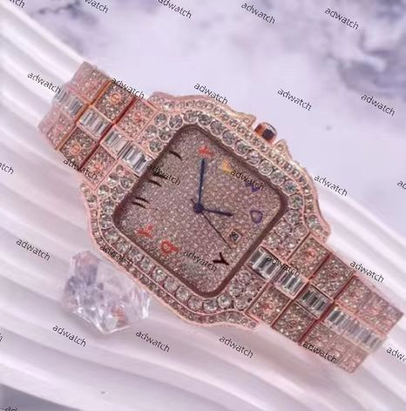 New High Quality Moissanite Iced Out Designer Blue Needle Edition Popular Big Diamond Starry Sky Men'S Watch