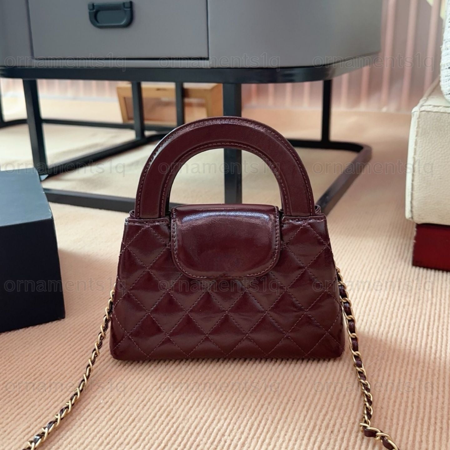 Top Designer Crossbody Bag Ladies Small Handle Tote Bag with Chain Strap Mini Burgundy High Quality Leather Shoulder Bag Diamond Lattice Caviar Flap Bag