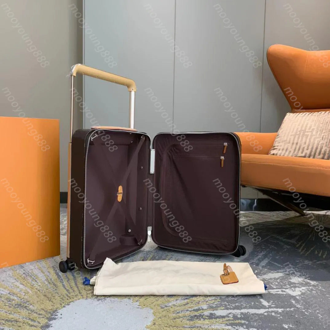 12A Premium Designer Horizon 55 Rolling Suitcase - Luxury 4-Wheel Trolley for Men and Women - Large Black Travel Trunk Bags