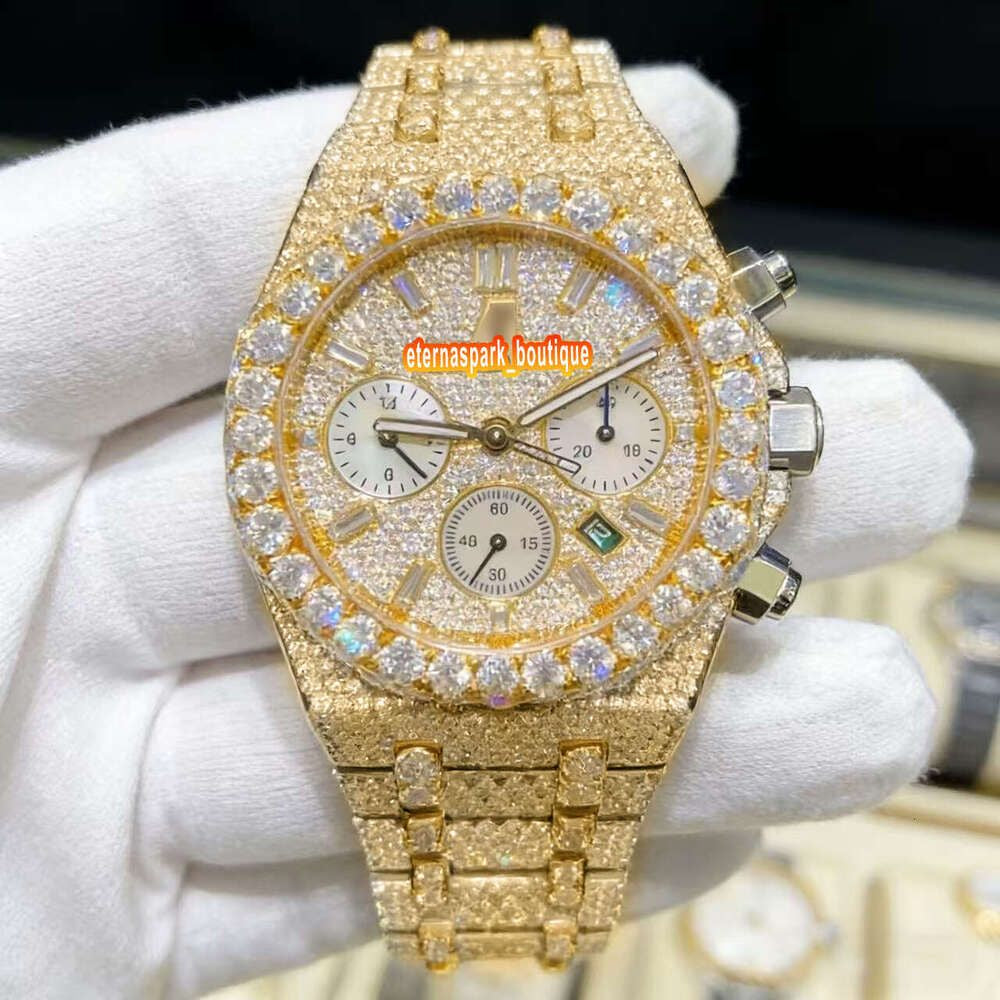 Hip Hop Luxury VVS Moissanite Watch Automatic Mechanical Movement Full Iced Out Honeycomb Pattern Stainless Steel Waterproof Case Stylish Wristwatch