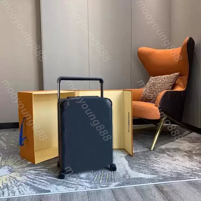 12A Premium Designer Horizon 55 Rolling Suitcase - Luxury 4-Wheel Trolley for Men and Women - Large Black Travel Trunk Bags