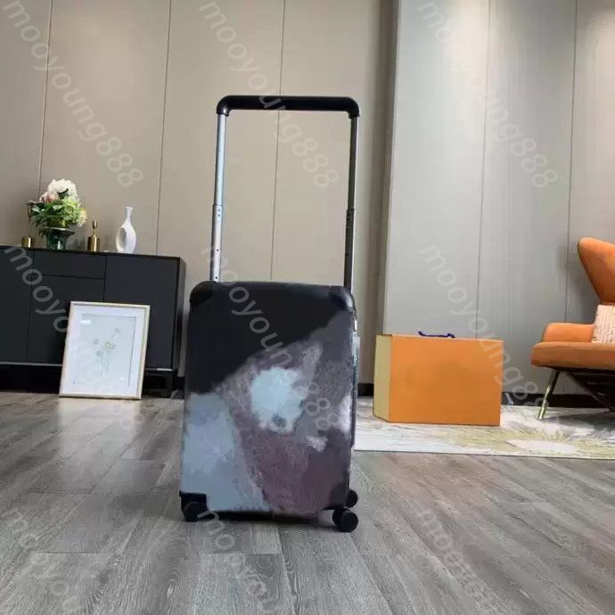 12A Premium Designer Horizon 55 Rolling Suitcase - Luxury 4-Wheel Trolley for Men and Women - Large Black Travel Trunk Bags