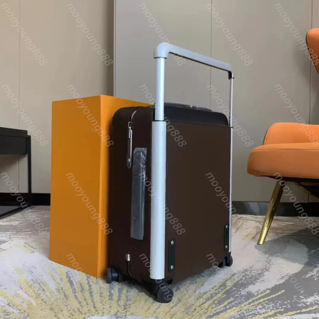 12A Premium Designer Horizon 55 Rolling Suitcase - Luxury 4-Wheel Trolley for Men and Women - Large Black Travel Trunk Bags
