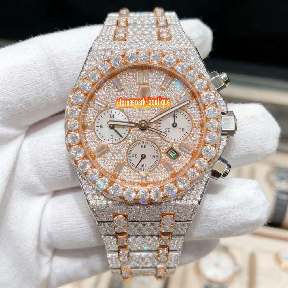 Hip Hop Luxury VVS Moissanite Watch Automatic Mechanical Movement Full Iced Out Honeycomb Pattern Stainless Steel Waterproof Case Stylish Wristwatch