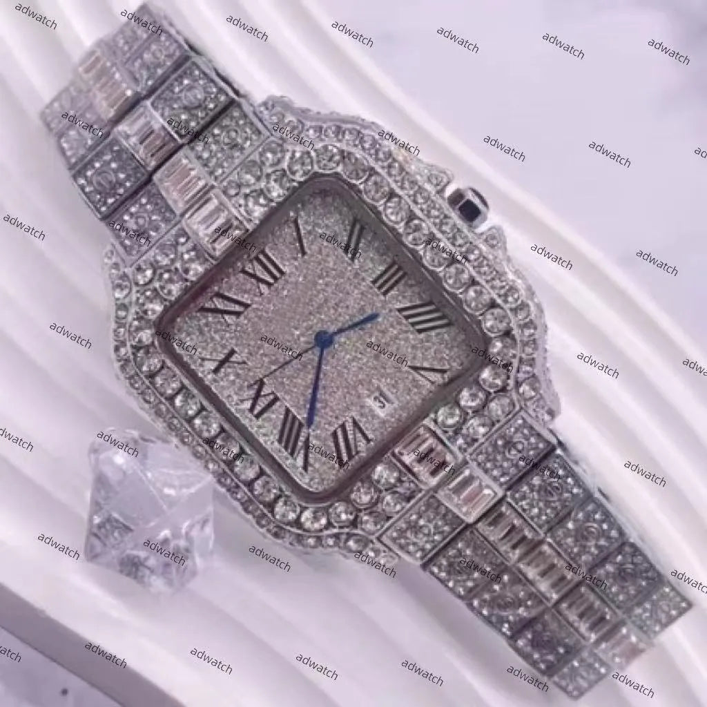 New High Quality Moissanite Iced Out Designer Blue Needle Edition Popular Big Diamond Starry Sky Men'S Watch