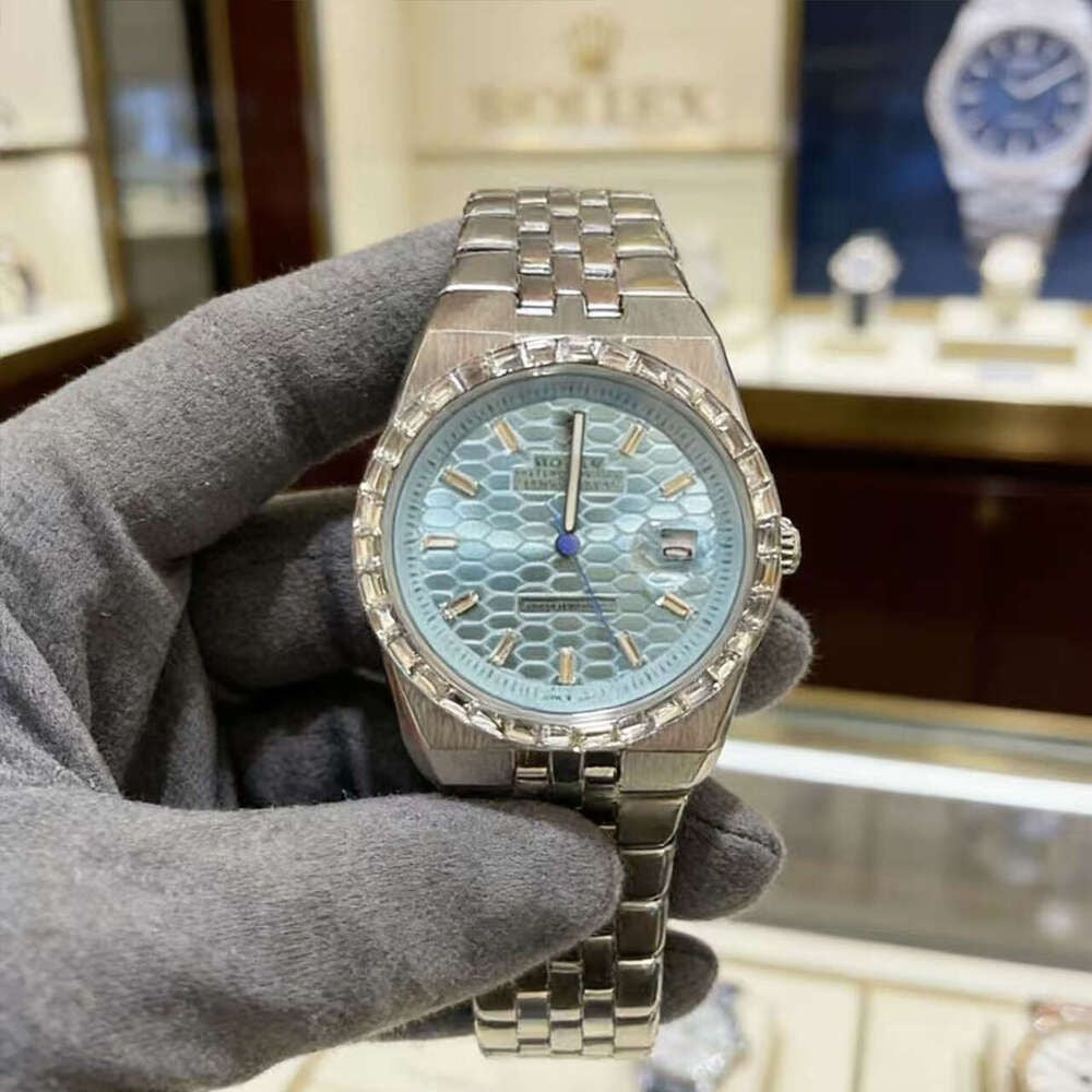 Hip Hop Luxury VVS Moissanite Watch Automatic Mechanical Movement Full Iced Out Honeycomb Pattern Stainless Steel Waterproof Case Stylish Wristwatch