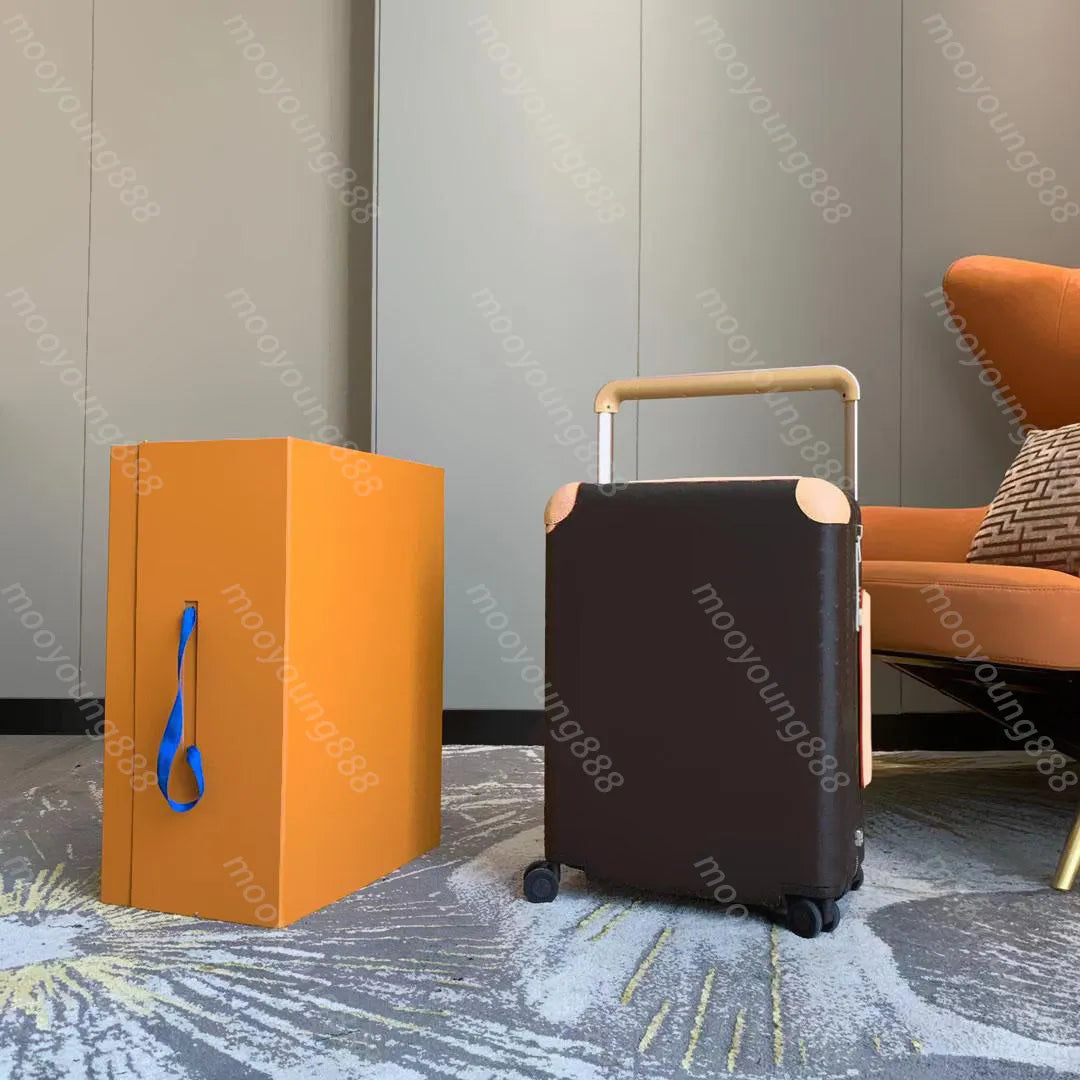 12A Premium Designer Horizon 55 Rolling Suitcase - Luxury 4-Wheel Trolley for Men and Women - Large Black Travel Trunk Bags